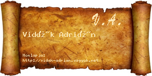 Vidák Adrián névjegykártya